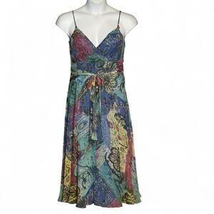 Vintage Talbots Pure Silk Midi Dress Sz 10P Boho Floral Paisley Summer Sundress